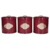 KitchenCraft Set Of 3 Burgundy Airtight Tea, Coffee And Sugar Canisters -Home Luxe Studio 30957817