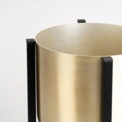 Gold Metal Plant Pot With Black Stand -Home Luxe Studio 30958181 alt04