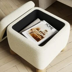 Nylah Boucle Fleck Storage Footstool 13 Nylah Boucle Fleck Storage Footstool -Home Luxe Studio 30958372 alt02