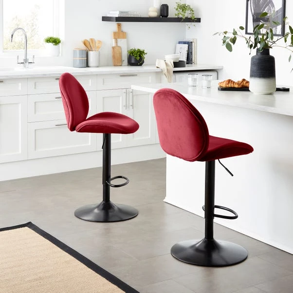 Jayde Adjustable Bar Stool, Velvet 4 Jayde Adjustable Bar Stool, Velvet - Image 2