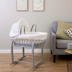 Clair De Lune Dimple Wicker Moses Basket With Deluxe Grey Rocking Stand 14 Clair De Lune Dimple Wicker Moses Basket With Deluxe Grey Rocking Stand -Home Luxe Studio 30961422