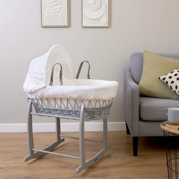 Clair De Lune Dimple Wicker Moses Basket With Deluxe Grey Rocking Stand 7 Clair De Lune Dimple Wicker Moses Basket With Deluxe Grey Rocking Stand - Image 5
