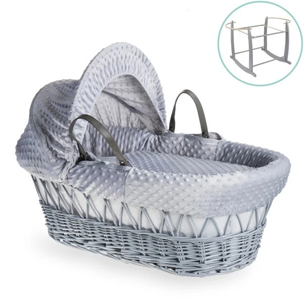 Clair De Lune Dimple Wicker Moses Basket With Deluxe Grey Rocking Stand 3 Clair De Lune Dimple Wicker Moses Basket With Deluxe Grey Rocking Stand