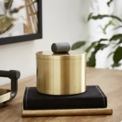 Industrial Brushed Gold Metal Trinket Jar