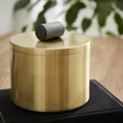 Industrial Brushed Gold Metal Trinket Jar 6 Industrial Brushed Gold Metal Trinket Jar -Home Luxe Studio 30962838 alt01