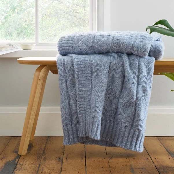 Bianca Cosy Soft Cable Knit Throw 130cm X 170cm 3 Bianca Cosy Soft Cable Knit Throw 130cm X 170cm