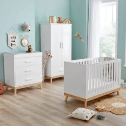 Babymore Mona Mini 3 Piece Nursery Room Set, White -Home Luxe Studio 30964224 alt04