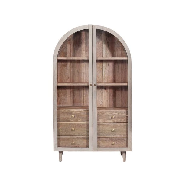 Indus Valley Atomic 2 Door Glass Cabinet, White Wash 4 Indus Valley Atomic 2 Door Glass Cabinet, White Wash - Image 2