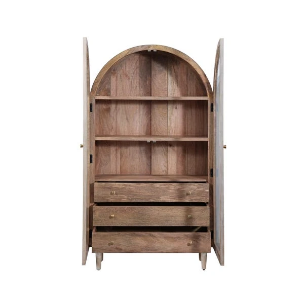 Indus Valley Atomic 2 Door Glass Cabinet, White Wash 6 Indus Valley Atomic 2 Door Glass Cabinet, White Wash - Image 4