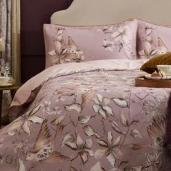 Riviera Floella Viola 100% Cotton Duvet Cover And Pillowcase Set 23 Riviera Floella Viola 100% Cotton Duvet Cover And Pillowcase Set -Home Luxe Studio 30972723 alt01