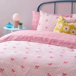Riviera Gingham Bows Reversible Duvet Cover And Pillowcase Set -Home Luxe Studio 30972727 alt01