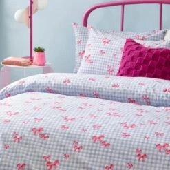 Riviera Gingham Bows Reversible Duvet Cover And Pillowcase Set -Home Luxe Studio 30972749 alt01