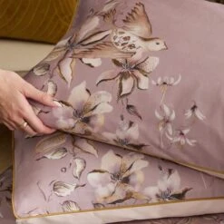 Riviera Floella Viola 100% Cotton Duvet Cover And Pillowcase Set 21 Riviera Floella Viola 100% Cotton Duvet Cover And Pillowcase Set -Home Luxe Studio 30972768 alt05