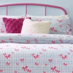 Riviera Gingham Bows Reversible Duvet Cover And Pillowcase Set -Home Luxe Studio 30972771 alt02