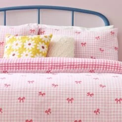 Riviera Gingham Bows Reversible Duvet Cover And Pillowcase Set -Home Luxe Studio 30972774 alt02