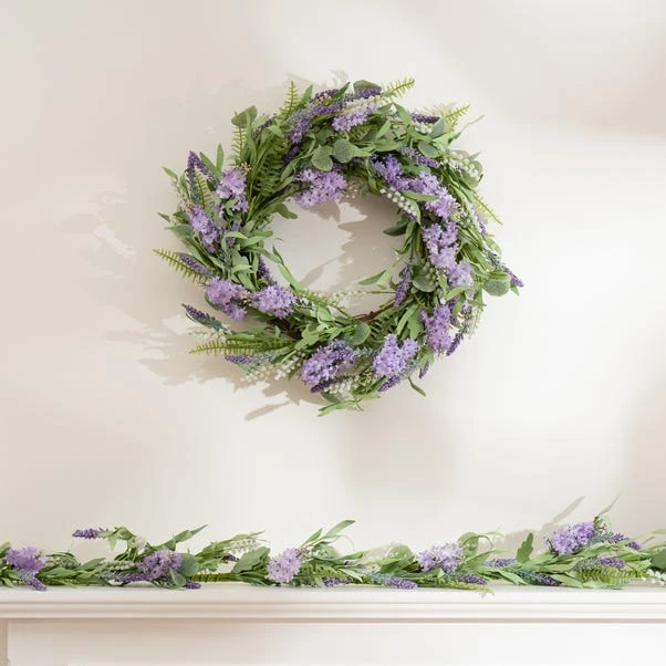 Artificial Purple Hyacinth Eucalyptus & Lavender Wreath 3 Artificial Purple Hyacinth Eucalyptus & Lavender Wreath