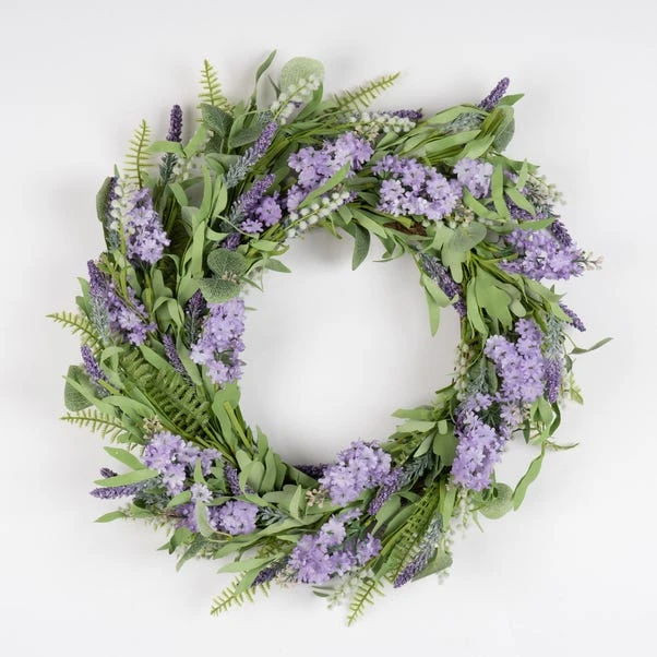 Artificial Purple Hyacinth Eucalyptus & Lavender Wreath 5 Artificial Purple Hyacinth Eucalyptus & Lavender Wreath - Image 3
