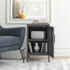 Return - Bradford Metal Locker End Table, Grey 13 Return - Bradford Metal Locker End Table, Grey -Home Luxe Studio 30977125 alt03