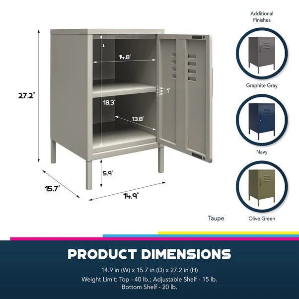 Return - Bradford Metal Locker End Table, Grey 10 Return - Bradford Metal Locker End Table, Grey - Image 8