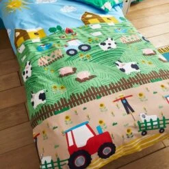 Catherine Lansfield Farmyard Animals Blue Reversible Duvet Cover And Pillowcase Set 23 Catherine Lansfield Farmyard Animals Blue Reversible Duvet Cover And Pillowcase Set -Home Luxe Studio 30977452 alt04