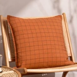 Yard Linen Grid Check Square Cushion Cover 27 Yard Linen Grid Check Square Cushion Cover -Home Luxe Studio 30978740