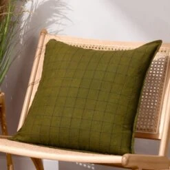 Yard Linen Grid Check Square Cushion Cover 22 Yard Linen Grid Check Square Cushion Cover -Home Luxe Studio 30978823