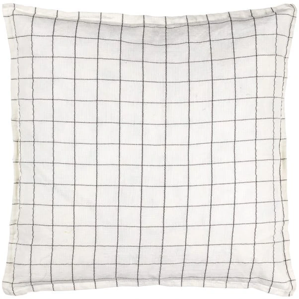 Yard Linen Grid Check Square Cushion Cover 4 Yard Linen Grid Check Square Cushion Cover - Image 2