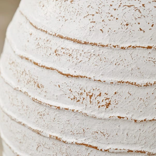 Ribbed White Wash Fibrestone Decorative Vase 9 Ribbed White Wash Fibrestone Decorative Vase - Image 7