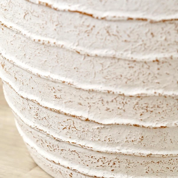 Ribbed White Wash Fibrestone Decorative Vase 10 Ribbed White Wash Fibrestone Decorative Vase - Image 8