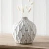 Gaudi Geometric White Stoneware Vase