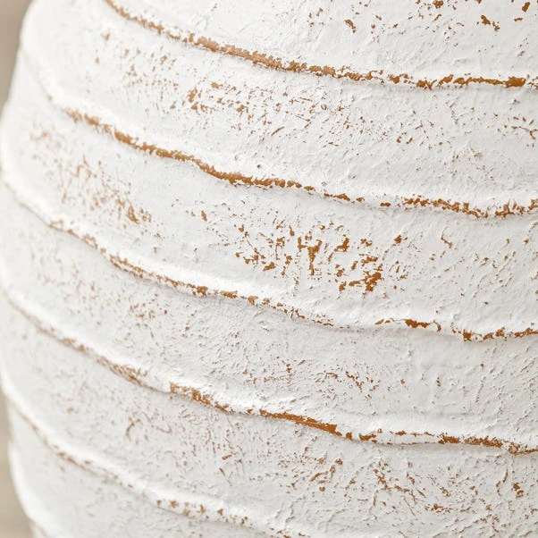 Ribbed White Wash Fibrestone Decorative Vase 5 Ribbed White Wash Fibrestone Decorative Vase - Image 3