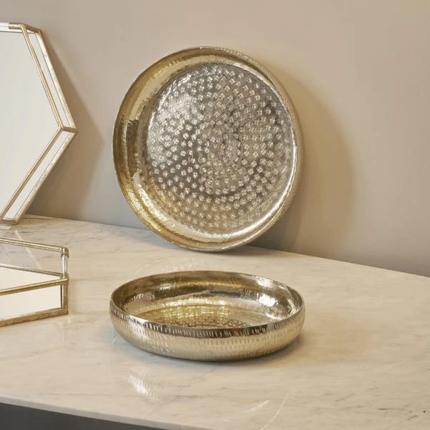 Set Of 2 Gold Hammered Metal Bowls 3 Set Of 2 Gold Hammered Metal Bowls