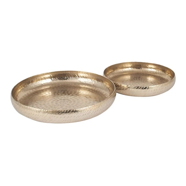 Set Of 2 Gold Hammered Metal Bowls 4 Set Of 2 Gold Hammered Metal Bowls - Image 2