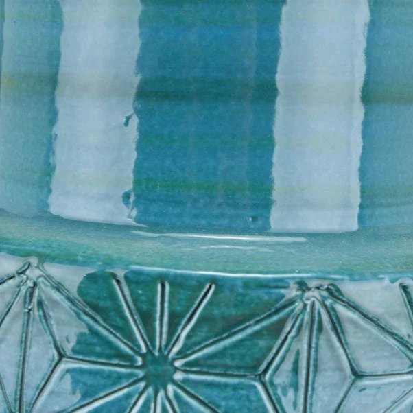 Sidra Aquamarine Stoneware Etch Vase 4 Sidra Aquamarine Stoneware Etch Vase - Image 2