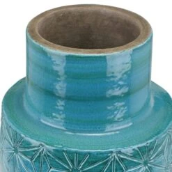Sidra Aquamarine Stoneware Etch Vase 8 Sidra Aquamarine Stoneware Etch Vase -Home Luxe Studio 30983218 alt02