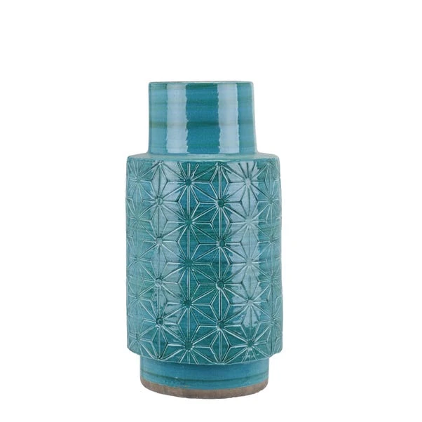 Sidra Aquamarine Stoneware Etch Vase 6 Sidra Aquamarine Stoneware Etch Vase - Image 4