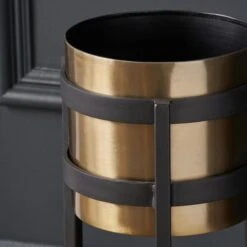 Brass & Black Metal Plant Pot & Stand 12 Brass & Black Metal Plant Pot & Stand -Home Luxe Studio 30983261 alt02