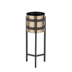 Brass & Black Metal Plant Pot & Stand 13 Brass & Black Metal Plant Pot & Stand -Home Luxe Studio 30983261 alt03