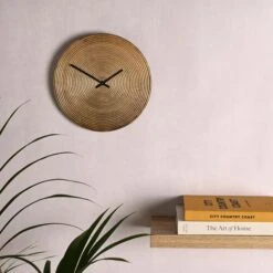 Interval Grooved Gold Metal Wall Clock
