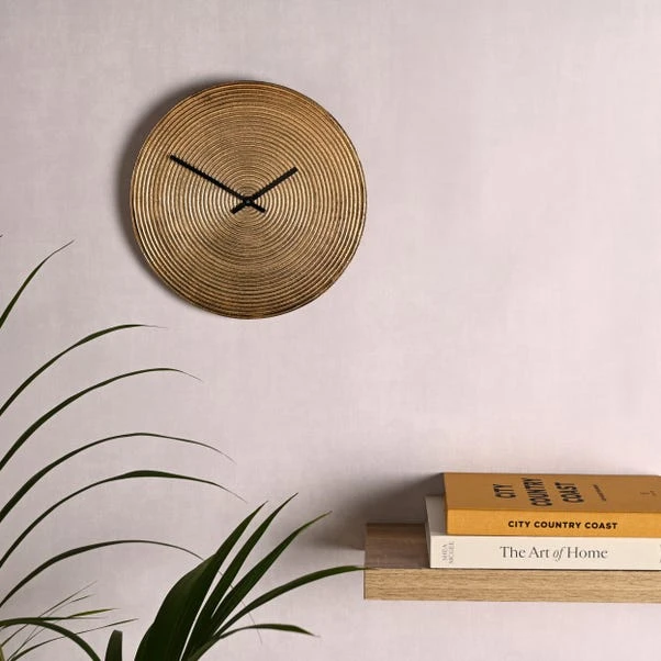 Interval Grooved Gold Metal Wall Clock 3 Interval Grooved Gold Metal Wall Clock