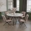 Indus Valley Camden 4-6 Seater Extendable Round Dining Table With 4 Aura Chairs 1 Indus Valley Camden 4-6 Seater Extendable Round Dining Table With 4 Aura Chairs -Home Luxe Studio 30988214