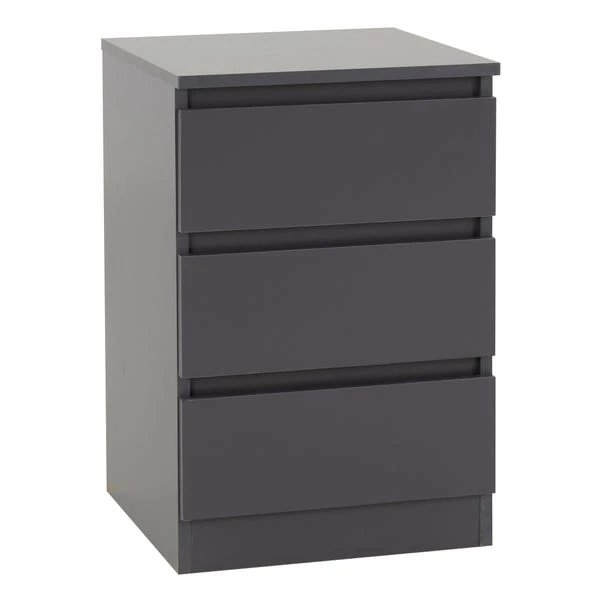 Return - Walker 3 Drawer Bedside Table, Grey 3 Return - Walker 3 Drawer Bedside Table, Grey