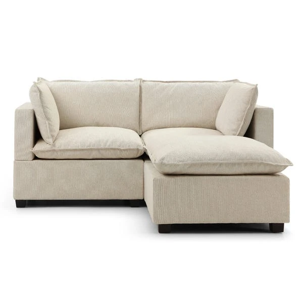 Moda 2 Seater Modular Sofa With Chaise, Natural Boucle 6 Moda 2 Seater Modular Sofa With Chaise, Natural Boucle - Image 4