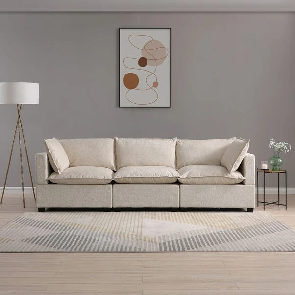 Moda 3 Seater Modular Sofa, Natural Boucle 3 Moda 3 Seater Modular Sofa, Natural Boucle