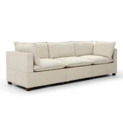 Moda 3 Seater Modular Sofa, Natural Boucle 9 Moda 3 Seater Modular Sofa, Natural Boucle -Home Luxe Studio 60217236 alt02