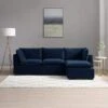 Moda 3 Seater Modular Sofa With Chaise, Navy Velvet -Home Luxe Studio 60217241