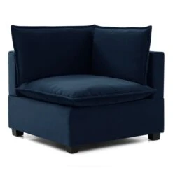 Moda 3 Seater Modular Sofa With Chaise, Navy Velvet -Home Luxe Studio 60217241 alt02