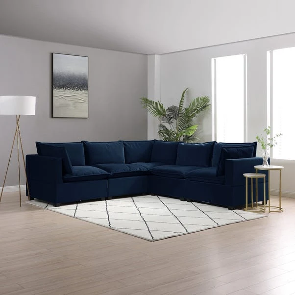Moda Corner Modular Sofa, Navy Velvet 3 Moda Corner Modular Sofa, Navy Velvet