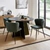 Effy 4 Seater Round Dining Table With 4 Mandy Olive Boucle Dining Chairs